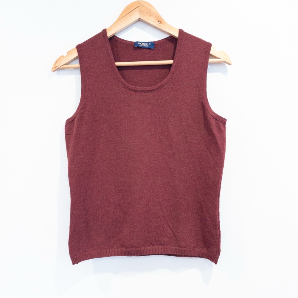 Morgan Bros Maroon Merino Wool Blend Sweater Vest Small Vintage Preppy Academia